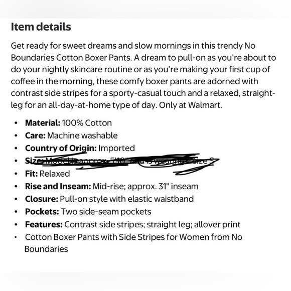 NWT No Boundaries Women's Cotton Boxer Pants Red Gingham Side Stripe L 12-14 - Picture 10 of 12